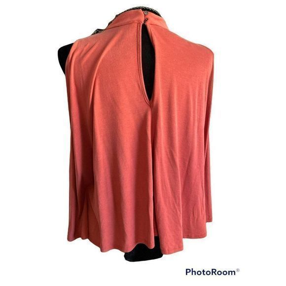 Gianni Bini rust red key hole cute out ladder‎ sleeve flowy blouse small - Picture 3 of 5